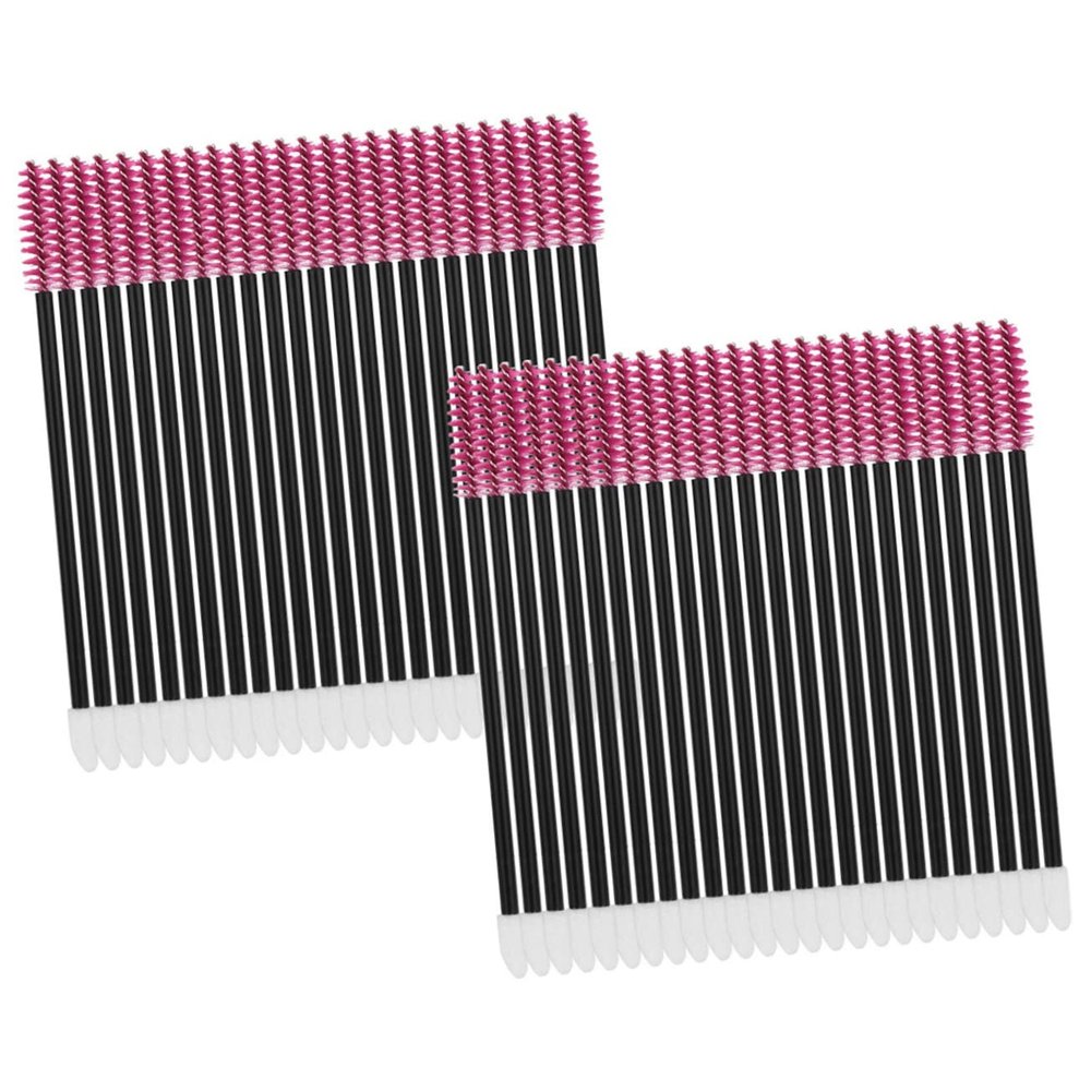 Healeved 50pcs Nylon Plastic Brow Brush Disposable Eyelash Comb Lash Brush for Extensions Easy to Use Black