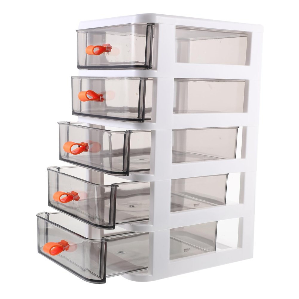 ARTIBETTER 5-Tier Desk Organizer Mini Drawers  Sturdy Plastic Storage Box for Office Supplies Makeup and Stationery
