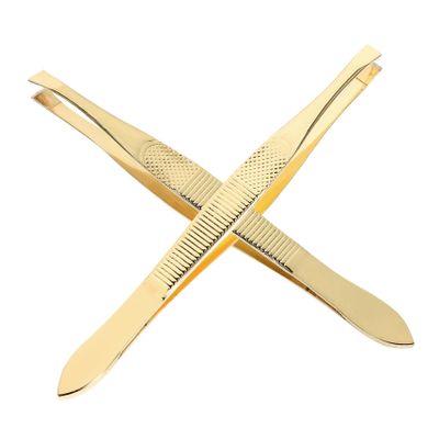 Beatifufu 2pcs Stainless Steel Eyebrow Clip Set Tweezers for Women Flat Diagonal Travel Eyebrow Shaper
