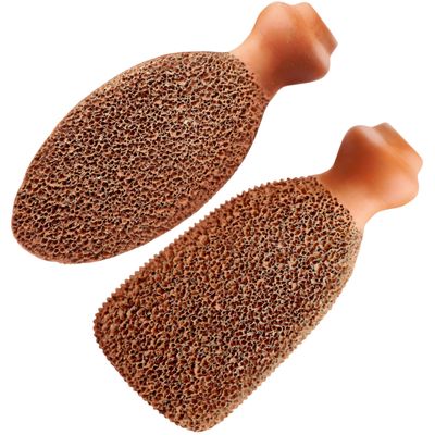 2pcs (Divine & Opulent) Natural Terra Cotta Pumice Stone for Feet Lasts 7+ Years (+Organic Cocoa) Foot Scrubber Callus Remover
