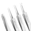 Teenitor 4 Pcs Professional Blackhead Tweezers and Pimple Popper Tool Kit, Stainless Steel Cell Tweezers for Blackhead, Pimple, Whitehead, Ance view 1