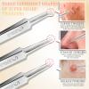 Teenitor 4 Pcs Professional Blackhead Tweezers and Pimple Popper Tool Kit, Stainless Steel Cell Tweezers for Blackhead, Pimple, Whitehead, Ance view 3