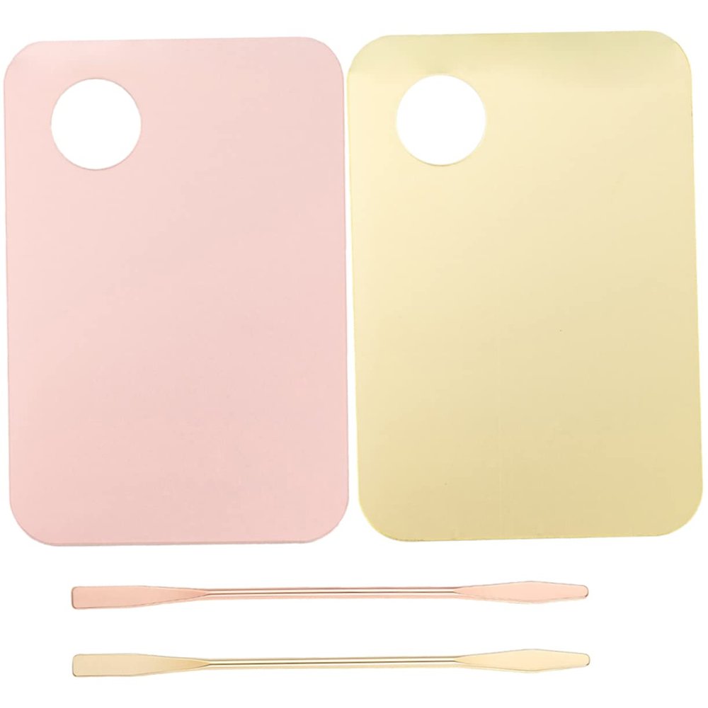 CALLARON 2 Set Acrylic Makeup Mixing Plate Portable Foundation Mixing Tray with Spatula Durable Cosmetic Tools for Makeup Artists Lightweight Easy to Clean
