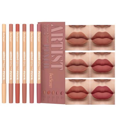 6pcs Nude Lip Liner Makeup Set - Waterproof & Smudge-Proof Matte Pencil, Long-Lasting & Durable, Smooth & Easy Glide, Non-Smudge, Contouring, Filling & Layering (NUDE-BERRY Set, 6 Count (Pack of 1))