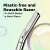 Dermaplane Razor with 21 PCS Blade Refills (15pcs Micro Refills and 6pcs Wide Refills) view 3