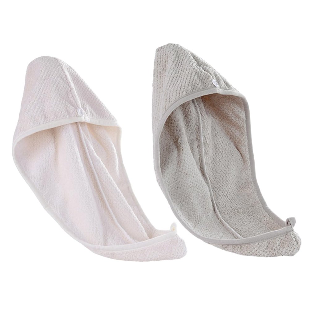 Beaupretty 2pcs Microfiber Hair Drying Cap Quick Dry Towel Absorbent Head Wrap for Home Travel Random Color