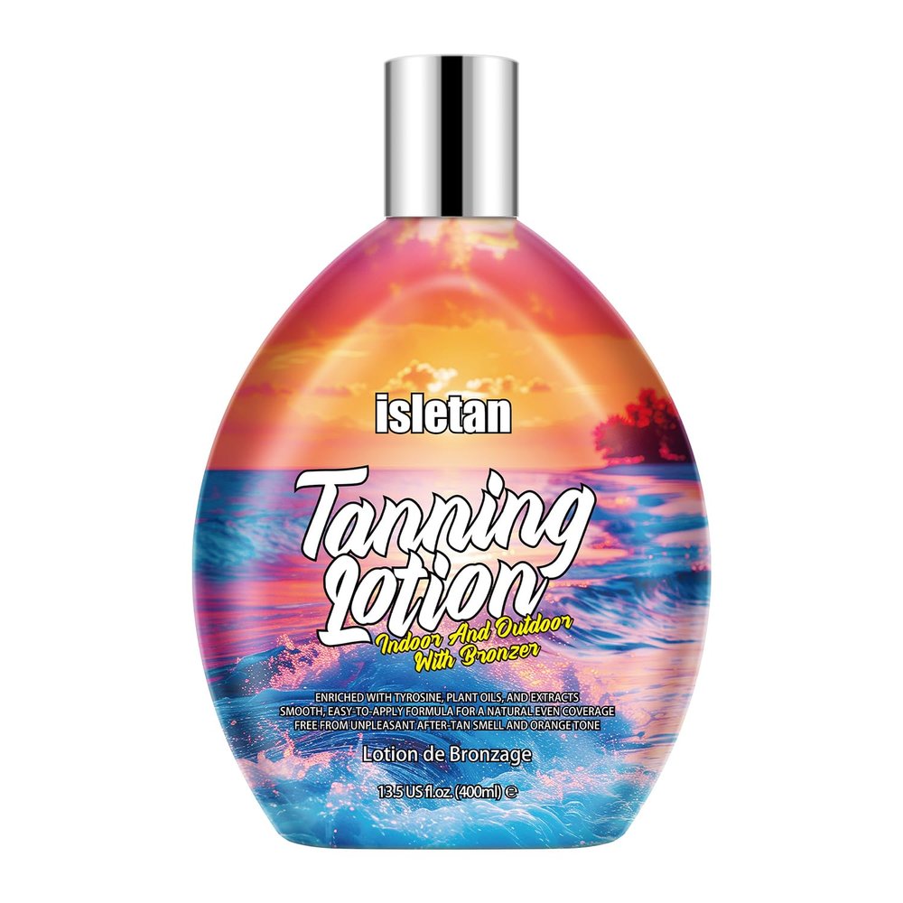 isletan Indoor Tanning Bed Lotion Accelerator With Bronzer, DHA Free Bronzing Tanning Lotion For Tanning Beds, Tanning Bed Cream For Sunbeds And Outdoor Sun, Cherry, 13.5 Fl.oz