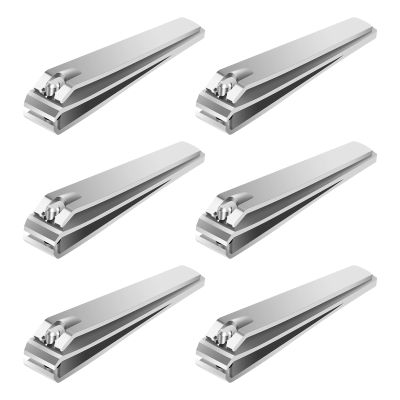 6Pcs Large Stainless Steel Toenails Clippers with Straight Edge Ergonomic Nail Cutter Portable Nail Clipper for Men Women Thick Toenails Silver
