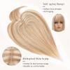 S-noilite Human Hair Toppers for Women with Bangs 100% Real Human Hairpiece 5"x3" Clip in Silk Base Topper Piece Cover Thinning Fine Hair 8 inch Golden Brown Highlighted Blonde view 3
