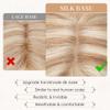 S-noilite Human Hair Toppers for Women with Bangs 100% Real Human Hairpiece 5"x3" Clip in Silk Base Topper Piece Cover Thinning Fine Hair 8 inch Golden Brown Highlighted Blonde view 4