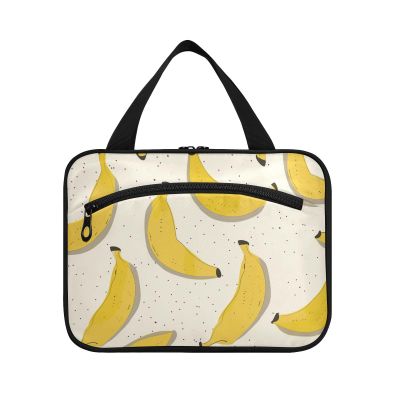 Cute Cartoon Banana Hanging Travel Bags for Women Toiletry with Hook, Designer Compact Travel Bag Toiletry for Women Travel Camping Bolsa de maquillaje para Mujer L