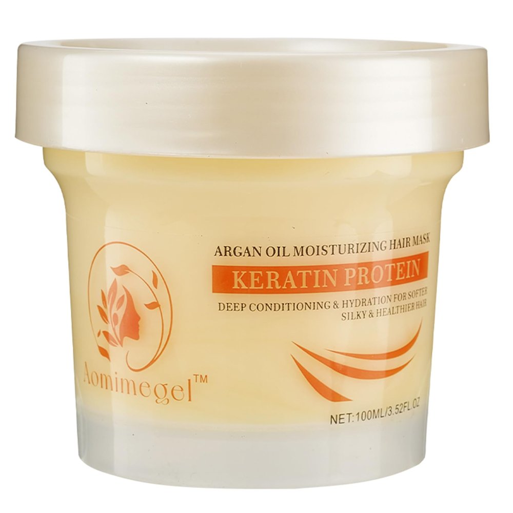 Aomimegel Collagen Hair Mask,Deep Repair Conditioning Argan Oil Hair Mask for Damaged Hair Treatment, Deep Conditioner Hydrating Hair Masque for All Hair Types 3.38oz 100ml