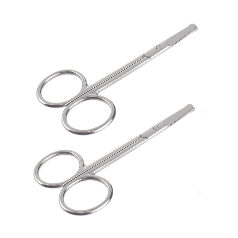Beatifufu Stainless Steel Eyebrow Trimmer Scissors 2-Piece Set for Women and Men Hair Cutting Tool for Facial Grooming and Nose Hair Trimming
