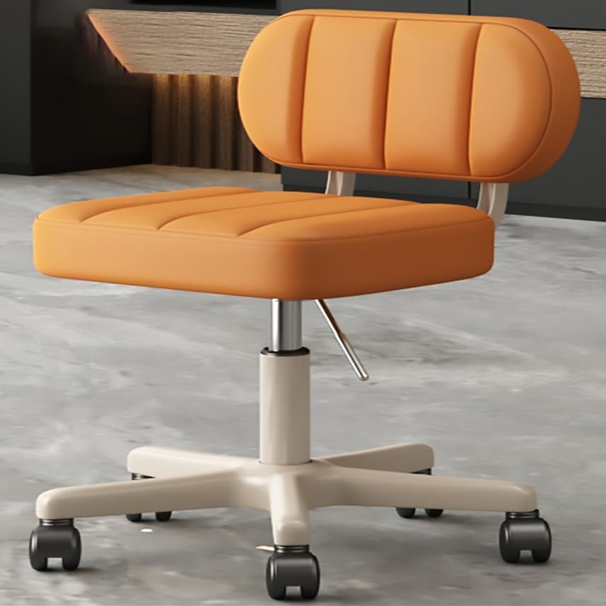 Leather Rolling Swivel Salon Stool Chair with Back Support, Height Adjustable Hydraulic Seat for Office Massage Spa Drafting Tattoo Beauty BarberOrange,A1