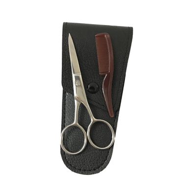 BIUDECO Stainless Steel Eyebrow and Beard Scissors Set 2-Piece Grooming Kit with Trimmer for Men Black