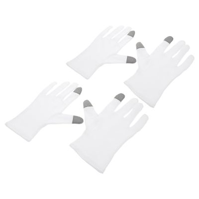 Baluue Cotton Overnight Moisturizing Gloves for Dry Hands 2 Pairs Touchscreen Sleep Gloves Hand Cream Reusable Mask for Women