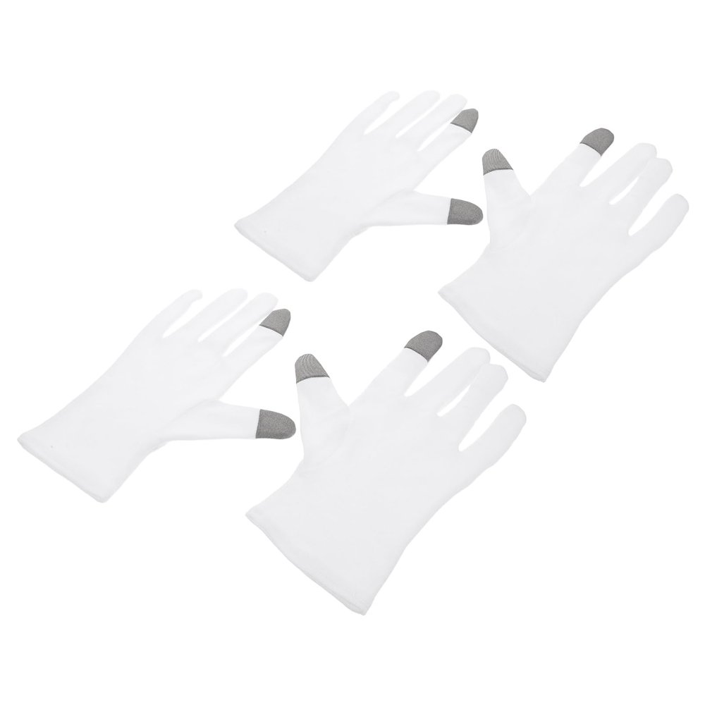 Baluue Cotton Overnight Moisturizing Gloves for Dry Hands 2 Pairs Touchscreen Sleep Gloves Hand Cream Reusable Mask for Women