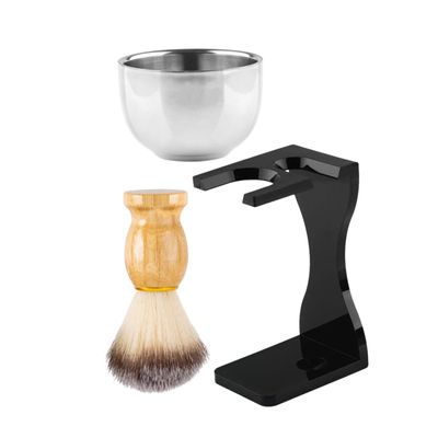 Beatifufu 1Set Beard Grooming Shaving Bowl Comfortable Shave Brush Durable Beard Brush Holder Rustproof Present for Grooming