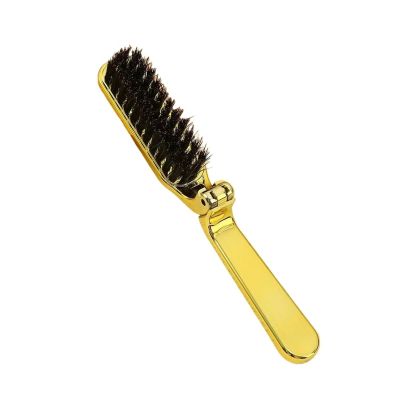1PCS Soft Boar Bristle Beard Brush & Hairdressing Comb for Men - Perfect for Beard and Mustache Styling(Gold plating)
