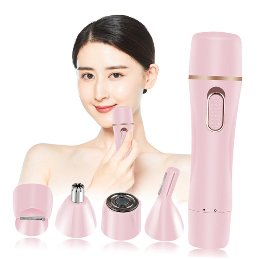 HAKIDZEL USB Rechargeable Women's Hair Remover Shaver with Nose Hair Trimmer Eyebrow Cutter Safe and Durable Design