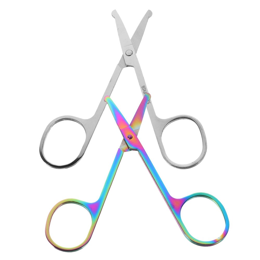 LIFKOME 2Pcs Nose Hair Scissors Kit Durable Grooming Scissors with Rounded Tips for Eyebrow Beard and Facial Hair Trimming Unisex Makeup Tool for Daily Use