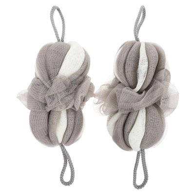 Mikinona 2Pcs Colorful Long Mesh Bath Balls for Foaming Shower Soft Bath Flower Balls for Home Bathing and Relaxation