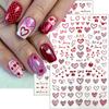 8 Sheets Valentines Nail Art Sticker Red Romantic Heart Nail Decals Personalized Bow Nail Design Stickers Love Letter False Nails Valentines Nail Design Stickers Glossy Nail Art Supplies for Women view 3