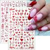 8 Sheets Valentines Nail Art Sticker Red Romantic Heart Nail Decals Personalized Bow Nail Design Stickers Love Letter False Nails Valentines Nail Design Stickers Glossy Nail Art Supplies for Women view 4