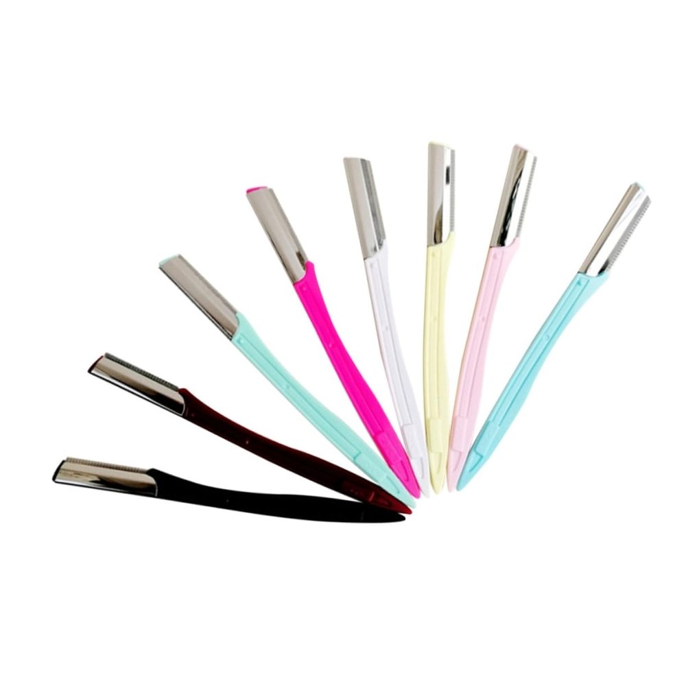 PACKOVE 10pcs Stainless Steel Eyebrow Razor Microblading Tool Portable Eyebrow Shaper for Women Kit Random Color
