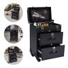 APOUDM 3 In 1 Professional Makeup Train Case Aluminum Cosmetic Case Rolling Makeup Case Extra Large Trolley Black view 3