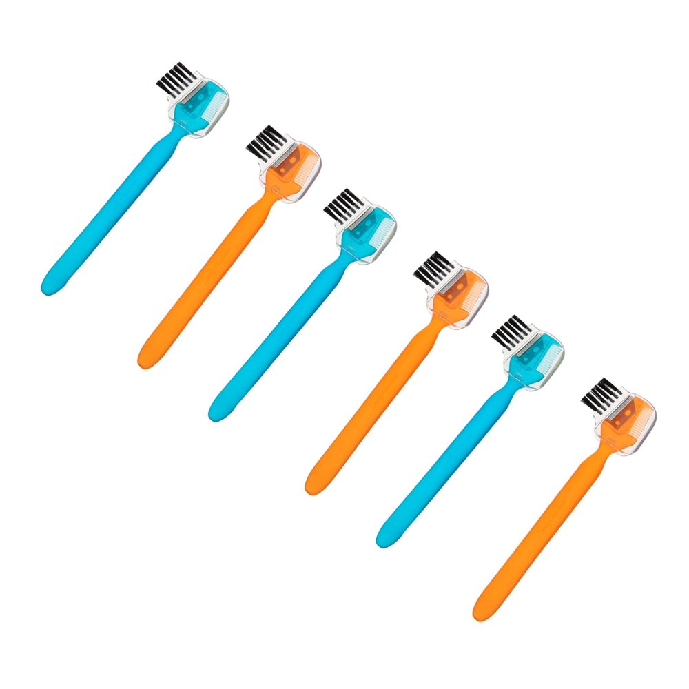 IWOWHERO 6pcs Professional Eyebrow Kit Razor Brush Comb Shaper Gentle Hair Removal Face Trimmer for Men Women Shaving Razors