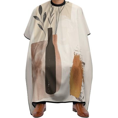 Beige And Brown Adult Barber Cape Professional Hair Cutting Cape with Adjustable Snap Closure Haircut Kit Hairdressing Apron for Home Salon And Barbershop