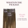 GOO GOO Invisi Edge Clip in Hair Extensions, 18inch 50g 4Pcs, Injected Seamless PU Clip in Hair Extensions, Virgin Real Human Hair, #4/27/4 Balayage Chocolate Brown to Caramel Blonde view 3