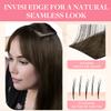 GOO GOO Invisi Edge Clip in Hair Extensions, 18inch 50g 4Pcs, Injected Seamless PU Clip in Hair Extensions, Virgin Real Human Hair, #4/27/4 Balayage Chocolate Brown to Caramel Blonde view 4