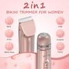 Bikini Trimmer for Women - 2 in 1 Electric Body Hair Trimmer for Silky Skin, Cordless Body Shaver for Travel, IPX7 Waterproof & Easy to Clean, Replaceable Ceramic Blade Heads, Rose Gold view 2