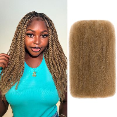 Afro Kinkys Bulk Human Hair, 22 Inch 50G/Pack Soft 4C Afro Kinky-Curly Human Hair Bulk for Twist Dreadlocks Extensions Repair Locs #27 1 Pack (27#, 22 inch)