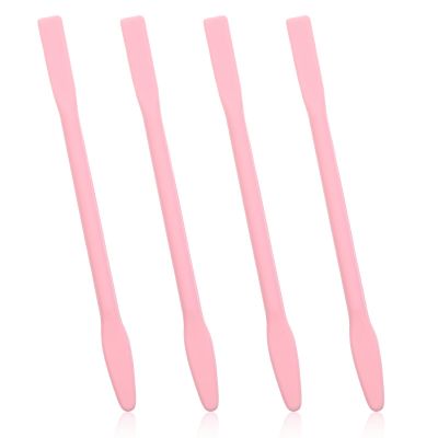 4 Pcs Silicone Wax Sticks Spatula for Waxing Non-Stick Waxing Applicators Hair Removal Spatula Reusable Tiny Makeup Beauty Spatulas for Hair Removal, Home Salon Body Use (Pink)