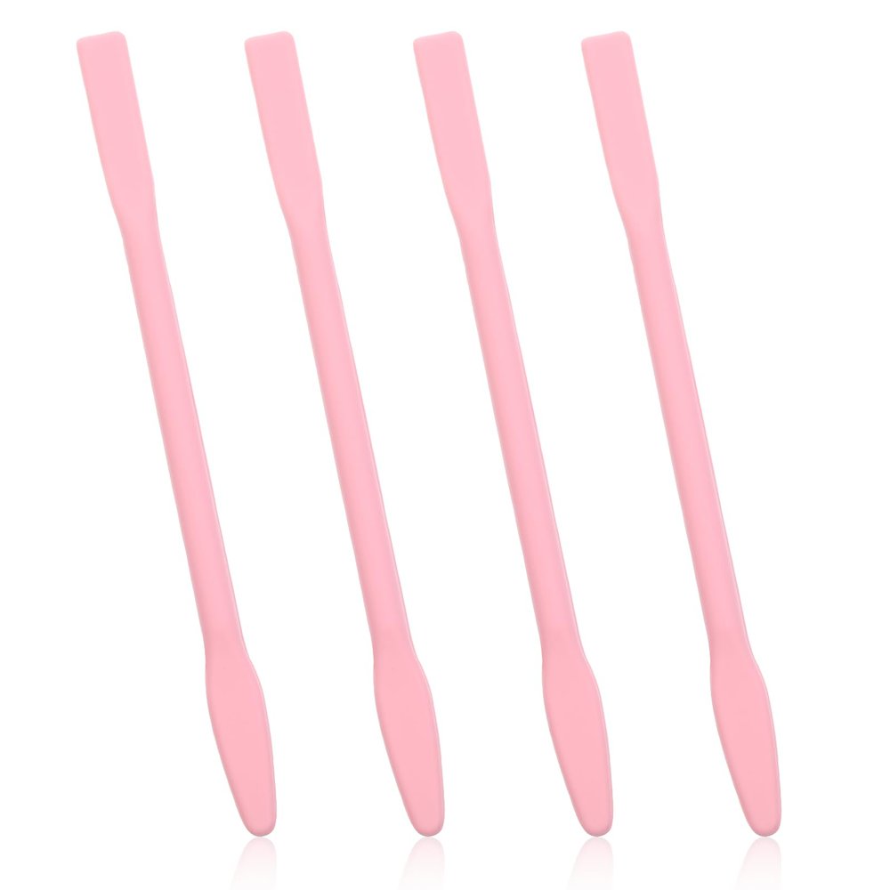 4 Pcs Silicone Wax Sticks Spatula for Waxing Non-Stick Waxing Applicators Hair Removal Spatula Reusable Tiny Makeup Beauty Spatulas for Hair Removal, Home Salon Body Use (Pink)