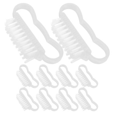 SKISUNO 10pcs Nail Scrub Brush Set Plastic Handle Wear-Resistant Fingernail Cleaning Tool for Manicure and Pedicure Suitable for Home and Professional Use