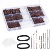 402pcs Bobby Pins U Hair Pins Set, 150pcs Wavy Bobby Pins 150pcs Hair Pins and 102pcs Hair Bands, U Pins for Hair Buns Women and Girls All Hair Types 2inch 2.4inch 2.75inch, Brown view 1