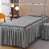 Gray,70x185cm/27.5x72.8in,Massage Table Sheet Set,Reusable Massage Bed Cover with Face Hole Washable Cotton Beauty Massage Table Skirt All-Round Wrap Bed Cover for Beauty SPA view 4