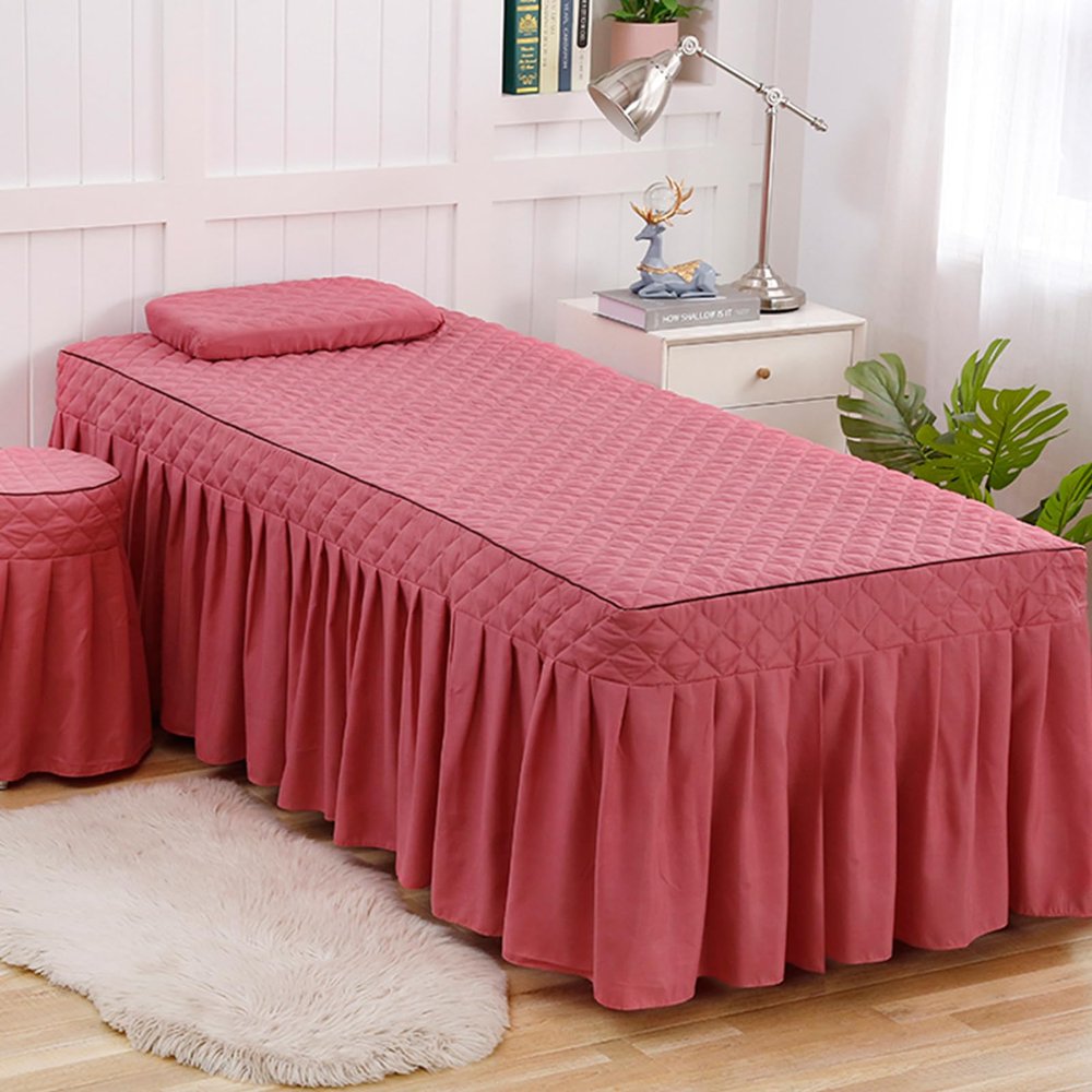 Bean,70x190cm/27.5x74.8in,Massage Table Sheet Set,Reusable Massage Bed Cover with Face Hole Washable Cotton Beauty Massage Table Skirt All-Round Wrap Bed Cover for Beauty SPA