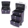 Ginelm Professional Rolling Makeup Case Large Capacity w/Wheels & Locks, Detachable Organizer for Salon Artists, Travel, Home Storage (Purple) view 3