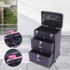 Ginelm Professional Rolling Makeup Case Large Capacity w/Wheels & Locks, Detachable Organizer for Salon Artists, Travel, Home Storage (Purple) view 4