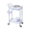 2-Tier Mobile Beauty Salon Storage Trolley with Drawer, Liftable Beauty Bowl & Trash Can for Clinic, Beige(White) view 1