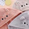 ARTIBETTER 3 Pack Hair Drying Towels Cute Cat Coral Fleece Fast Drying Hair Towel with Button for Women Girls Kids view 4
