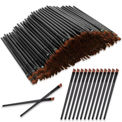 300 PCS Disposable Angled Brow Brushes for Eyebrows Bulk Eyebrow Tint Brush Flat Tapered Tinting Concealer Brush Eye Shadow Applicator Sticks Eyeliner Makeup Brushes