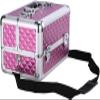 Professional Rolling Makeup Case Luggage Cosmetic Cases, with Shoulder Strap, Clasp Locks, with Keys(Pink,35x23x30cm) view 1