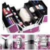 Professional Rolling Makeup Case Luggage Cosmetic Cases, with Shoulder Strap, Clasp Locks, with Keys(Pink,35x23x30cm) view 2
