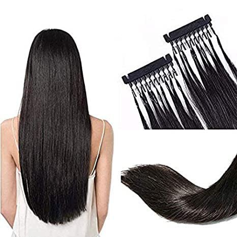 6D Hidden Hair Extension, Real Human Hair Clip in Hair Extensions for Women, Soft, Smooth Can Perm And Hair Dye And Reuse,10 Rows,28inch